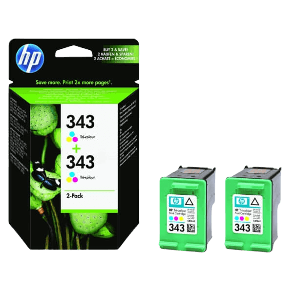 HP 343 twin pack 3 farver i én original blækpatron 14 ml. (CB332EE)