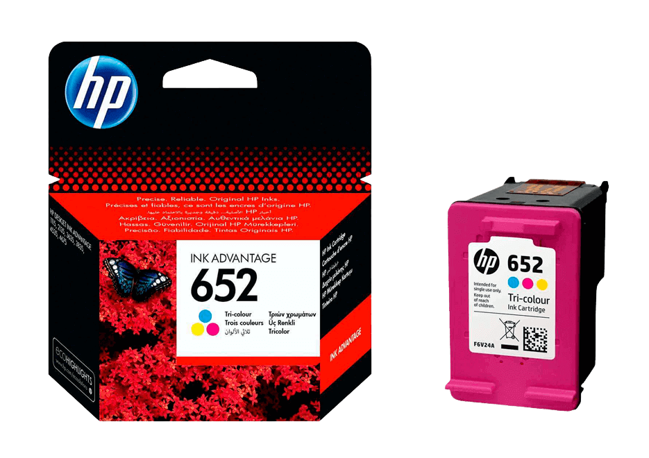 HP 652 3 farver i én original blækpatron 200 sider (F6V24AE)