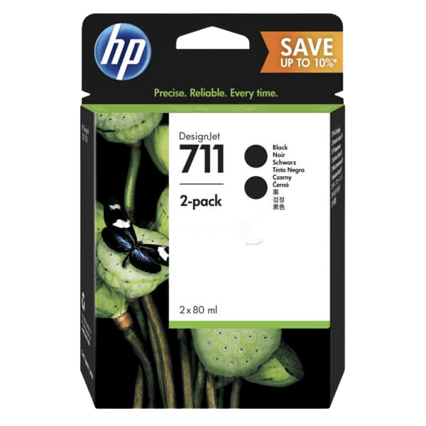 HP 711 XL twin pack sort original blækpatron 80 x 2 ml. (P2V31A)