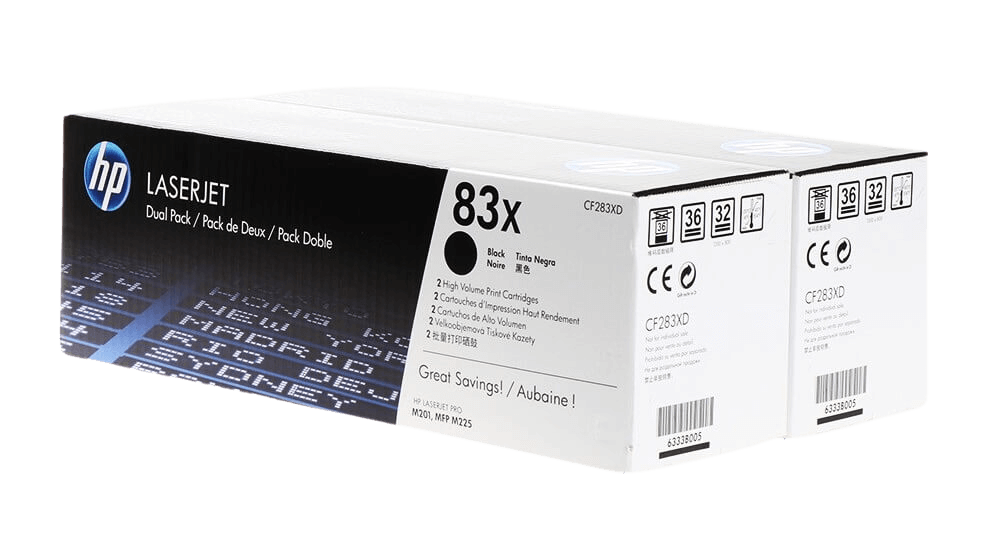 HP 83X XL twin pack sort original toner 2 x 2500 sider (CF283XD)
